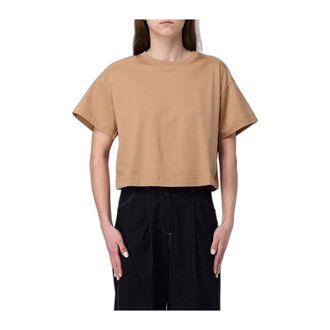 Max Mara Camiseta corta de algod&oacute;n - Tops - Mujer - Beige - XS