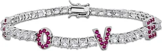 Mimi & Max 14 1/4ct TGW Created Ruby Created White Sapphire LOVE Bracelet Sterling Silver
