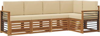 vidaXL Conjunto De Sof&aacute;s De Exterior 5 Uds. Natural Y Beige Poli&eacute;ster Vidaxl