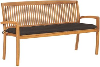 vidaXL Vidaxl - Banco De Jard&iacute;n Apilable Con Coj&iacute;n Madera Maciza De Teca 159 Cm