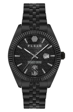 Philipp Plein Date Superlative Two-Tone Bracelet Watch, 41mm in Ip Black at Nordstrom