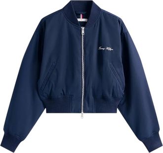 Tommy Hilfiger Jassen, Dames, Blauw, M, Nylon, Nylon Reg Cropped Bo