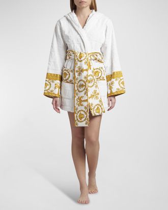 Versace I Heart Baroque Hooded Short Bathrobe