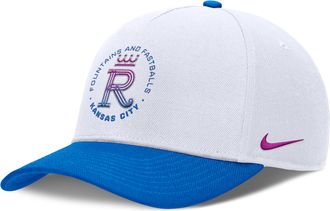 Nike Kansas City Royals City Connect Rise Nike Mens Dri-FIT MLB A-Frame Adjustable Hat in White | NB460HOUROY-NLH