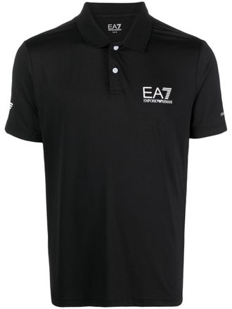Emporio Armani logo-print polo shirt - men - Polyamide/Elastane - S - Black