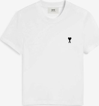 Ami Kurz&auml;rmeliges verk&uuml;rztes T-Shirt mit Logostickerei Ami de Coeur