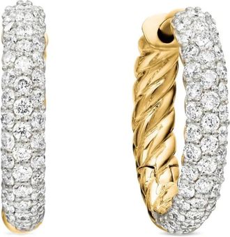 David Yurman Orecchini a cerchio Petite Pav&eacute; in oro giallo 18kt con diamanti (14mm)