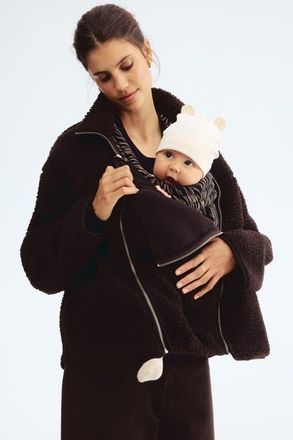 H&M Mama Before & After Babywearing Teddy Jacket in Dark Brown at Nordstrom, Size Xx-Large