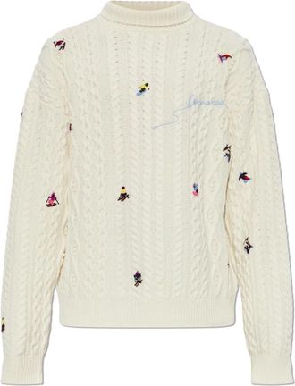 Dsquared2 Wool Turtleneck with Embroidered Logo - Heren - Coltruien - Beige - 2XL - Truien & Vesten