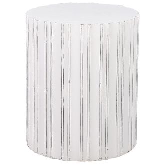 Beliani Mesa Auxiliar Blanco Crema 45 Cm Mdf Acabado Desgastado Sala De Estar Deuli