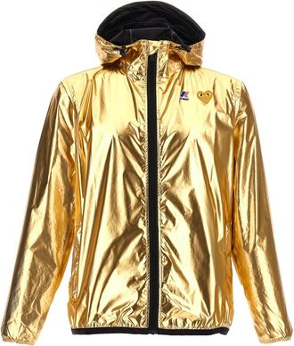 Comme Des Gar&ccedil;ons Gold Logo Print Jacket