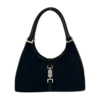 Gucci Black Canvas Leather Handbag Shoulder Bag Tote Bag (Pre-Owned)
