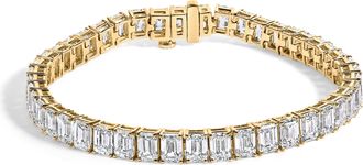 House of Brilliance IGI Certified 14K Yellow Gold 18 1/2 Cttw Emerald Cut Lab Grown Diamond Tennis Bracelet