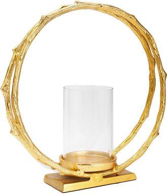 Alice Pazkus Gold Medium Circle Hurricane Candle Holder