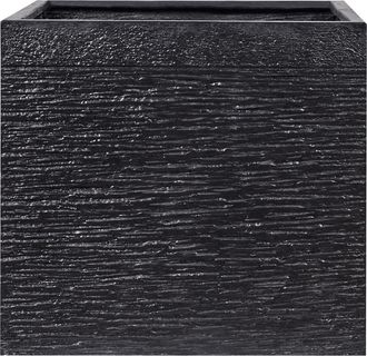 Beliani Maceta Negra S&oacute;lida De Fibra De Arcilla Cuadrada 50 X 50 X 46 Cm Resistentes A Los Rayos Uv Paros