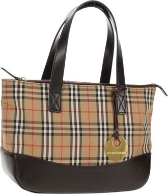 Burberry Nova Check Handbag Nova Check Canvas And Leather Beige Canvas Handbag (Pre-Owned)