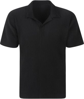 Issey Miyake Tops, Heren, Zwart, XL, Polyester, Plooi Polo Shirt