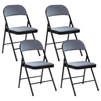 Beliani Beliani - Conjunto De 4 Sillas Plegables Estructura De Metal Negro Asiento Y Respaldo Acolchados Gris Oscuro Sparks