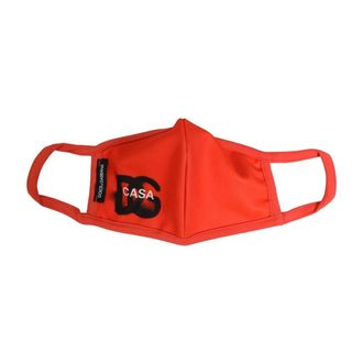 Dolce & Gabbana Gedrukte Katoenen Mondkap - Heren - Accessoires - Rood - Maat: ONE Size Katoen
