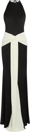 New Arrivals Euphorie Colour-block Ruched Stretch-jersey Maxi Dress - Black And White - 40 (UK12 / M)