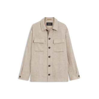 BOSS Regular-fit overshirt in virgin wool, silk and linen