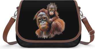 Generic Orangutan Monkey Crossbody Bags for Women Fashion Leather Shoulder Handbags With Adjustable Strap