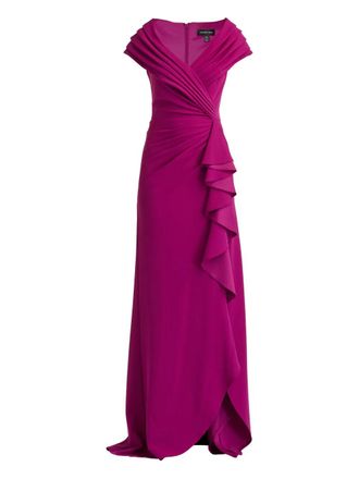 Tadashi Shoji ruffled draped maxi dress - women - Polyester/Spandex/Elastane - L - Purple