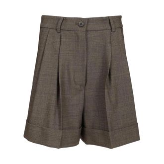 P.A.R.O.S.H. Wool Blend Pleated Shorts - Dames - Korte Broeken - Grijs - S - Wol - Korte Broeken
