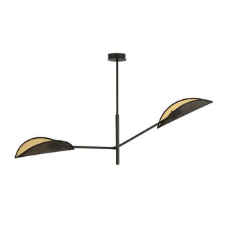 Wonderlamp L&aacute;mpara colgante estilo moderno con 2 pantallas de tela negra