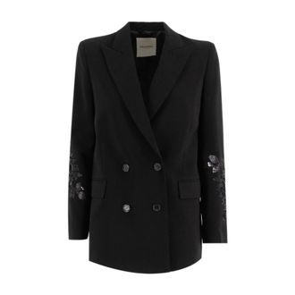 Ermanno Scervino Blazers, female, Black, Size: 2XS Sequin Embroidered Fitted Blazer