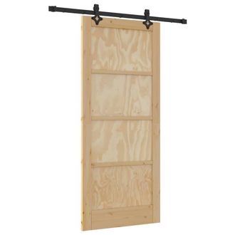 Berkfield Home Sliding Door with Hardware Set ORKDALSolid Wood Pine in Beige