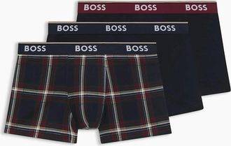 HUGO BOSS Mens Boss Black Trunk 3 Pack Check & Multi - Size: 32/32