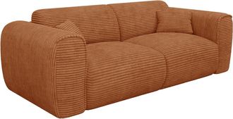 Vente-Unique Sof&aacute; cama de 3 plazas expr&eacute;s de pana terracota - Colch&oacute;n 13 cm viscoel&aacute;stico POGNIA