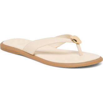 Dolce Vita Jaina Embellished Flip Flop in Bone Leather at Nordstrom, Size 6.5