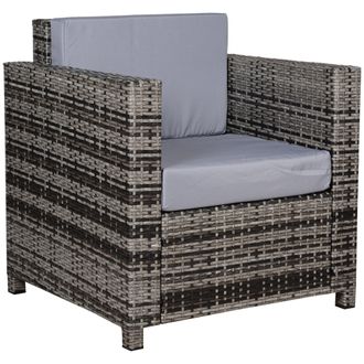 OUTSUNNY Garden Patio Rattan Wicker Furniture Single Cube Chair Sofa Outdoor Grey - Outsunny | TJ Hughes