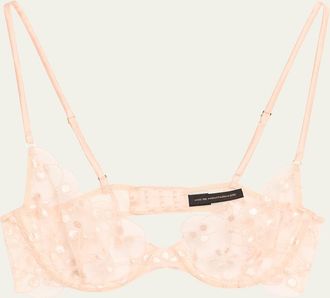 Kiki De Montparnasse Rosette Embroidered Demi Bra