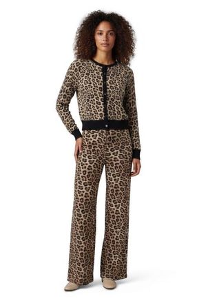 Lords of Harlech Leopard Womens Wool Wide-leg Pant in Leopard Brown at Nordstrom, Size 14
