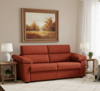 Dmora Dmora - Sof&aacute; Cama 2 Plazas Contrada, Sof&aacute; Convertible Para Sal&oacute;n, Acolchado, Desenfundable, Calidad 100% Made In Italy, 205x95 H100 Cm, Naranja
