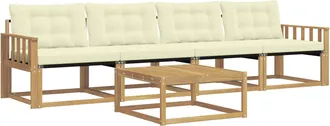 vidaXL Conjunto De Sof&aacute;s De Exterior 5 Uds. Blanco Y Crema Vidaxl