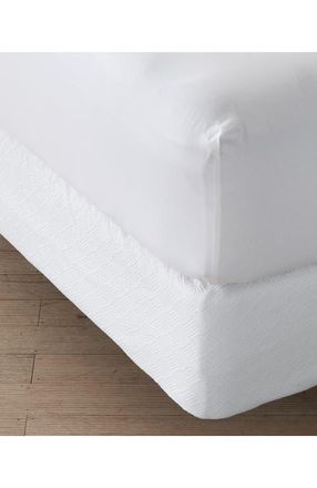Lands End Basketweave Cotton Matelasse Bedskirt in White at Nordstrom, Size Queen