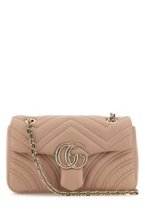 Gucci Powder Pink Nappa Leather Small Gg Marmont Shoulder Bag