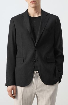 Mango Slim Fit Linen Blend Sport Coat in Black at Nordstrom, Size 36