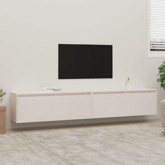 Berkfield Home Wall Cabinets 2 pcs White 100x30x35 cm Solid Wood Pine | Size: 100 x 30 x 35 cm