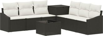 vidaXL Juego De Sof&aacute; 8 Uds. Negro Y Blanco Crema Vidaxl