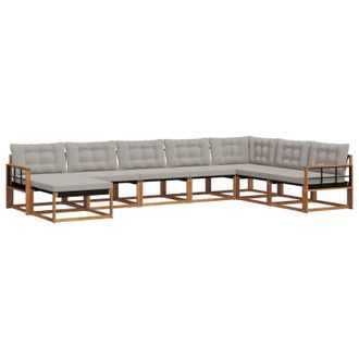 vidaXL Conjunto De Sof&aacute;s De Exterior 8 Pcs Gris Natural Y Claro Vidaxl