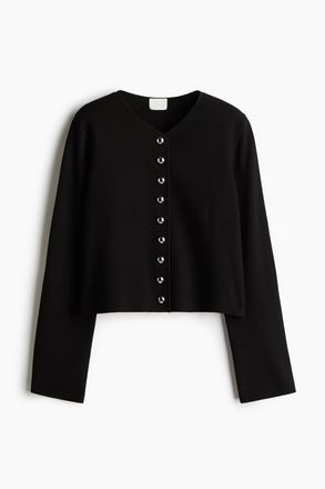 H&M Cardigan aus engmaschigem Strick - Schwarz