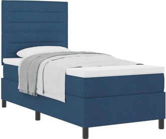 vidaXL Box Spring Bed with Mattress Blue 90 x 190 cm Fabric vidaXL