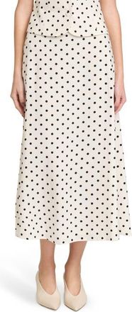 Wayf Blaire Dot Linen Blend Midi Skirt in Ivory Polka Dot at Nordstrom, Size X-Small