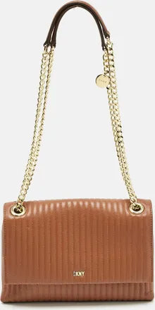 DKNY Dkny Brown Quilted Leather Gansevoort Flap Shoulder Bag