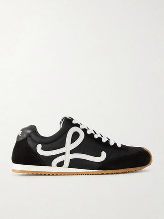 Loewe Sneakers In Camoscio, Shell E Pelle Con Logo Applicato Ballet Runner 2.0 - Nero